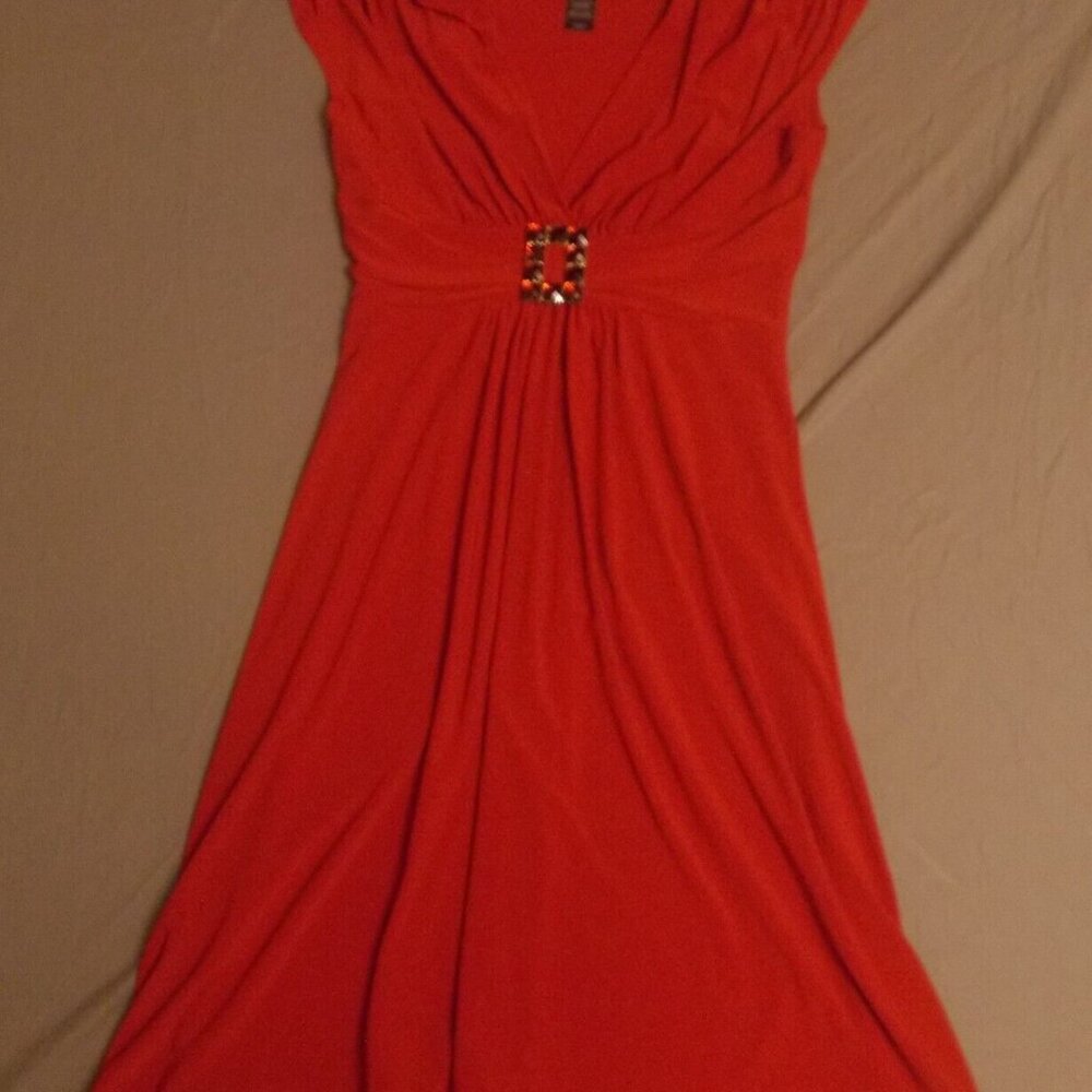 Bisou Bisou Michele Bohbot Womens Sleeveless v-neck Neck Dress Red 6